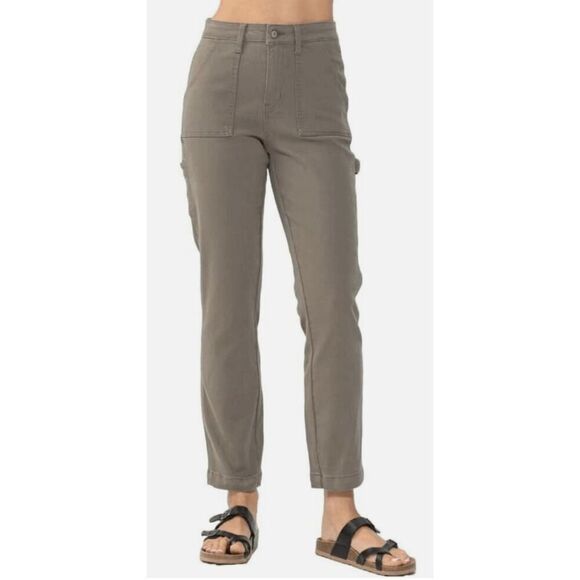 Judy Blue NWT Olive Utility Slim Fit Jeans High Rise Cuffed 27.5” Style JB88193 - Picture 2 of 6
